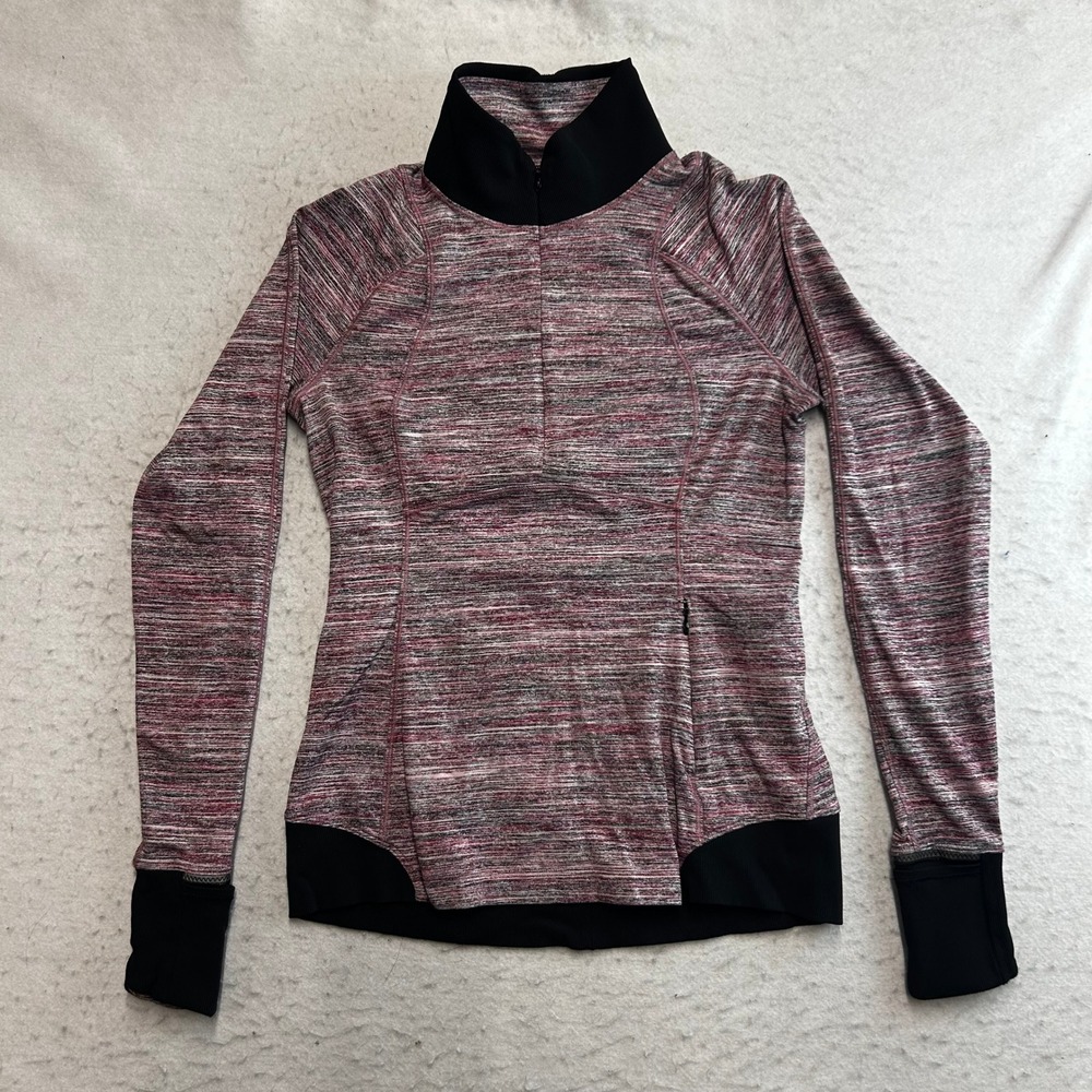 Lululemon Kanto Catch Me 1/2 Zip Pullover Womens 8 Pink Space Dye Long Sleeve